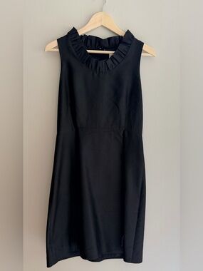 Kate Spade Black Sleeveless Ruffle-Neck Mini Dress